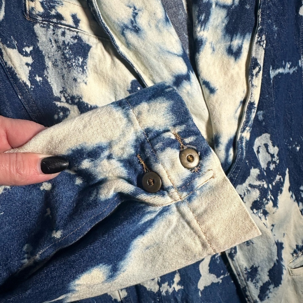 Cricket Blues Vintage Deconstruct Western Blazer Large Bleach Wash Rodeo Denim - Picture 4 of 8